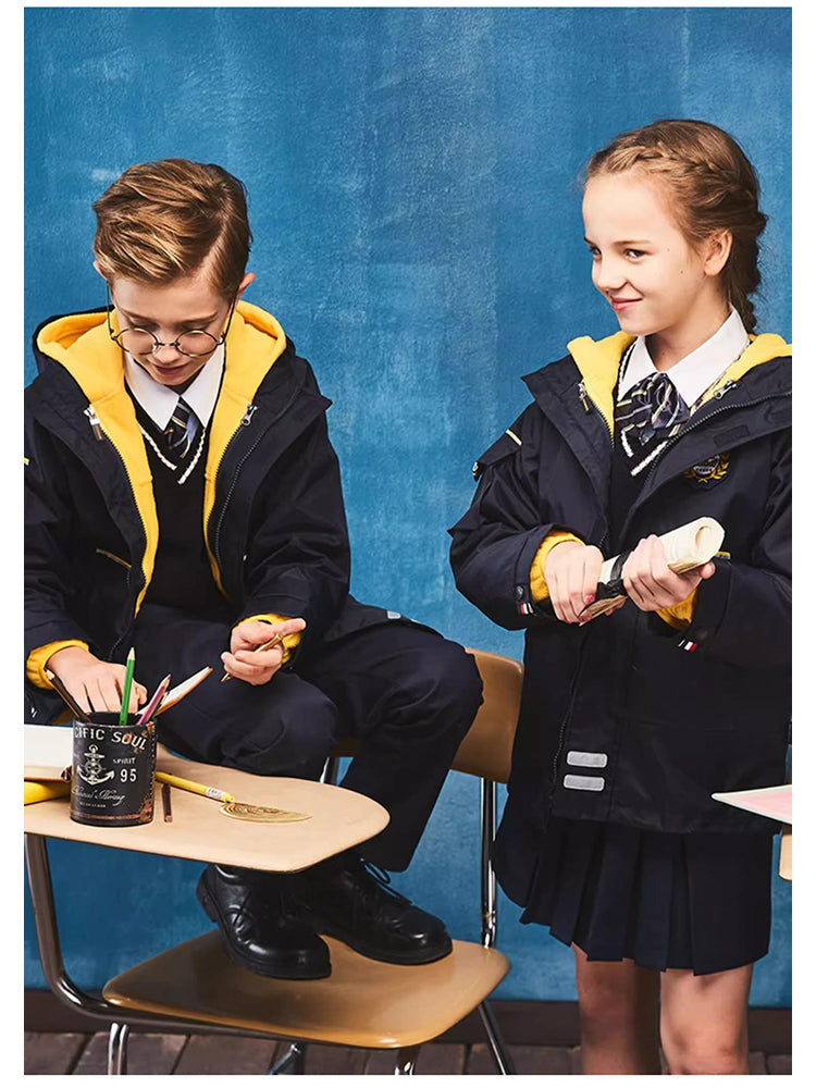 School Uniform 3 in 1 Winter Insulated Windbreaker Warm and Weatherproof Jacket 8