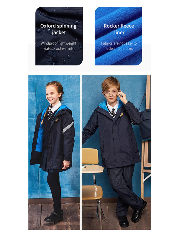 School Uniform 3 in 1 Detachable Winter windbreaker Jacket 6