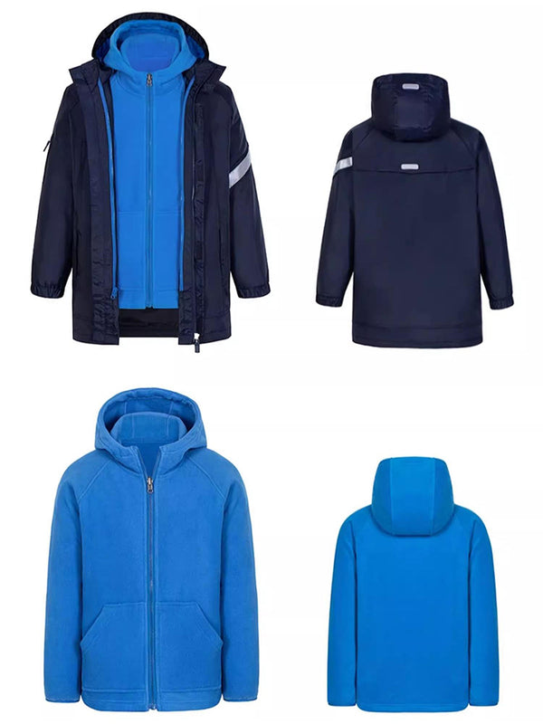 School Uniform 3 in 1 Detachable Winter windbreaker Jacket 6