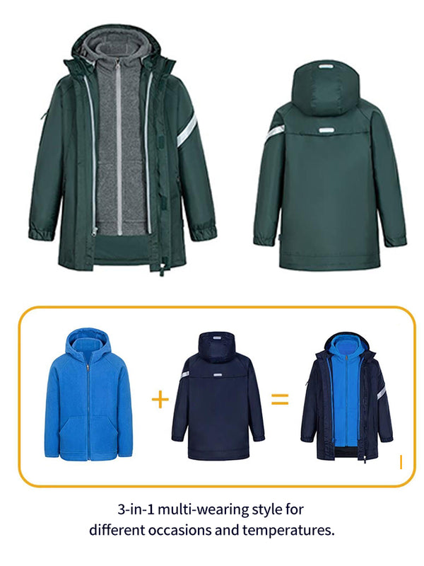 School Uniform 3 in 1 Detachable Winter windbreaker Jacket 6