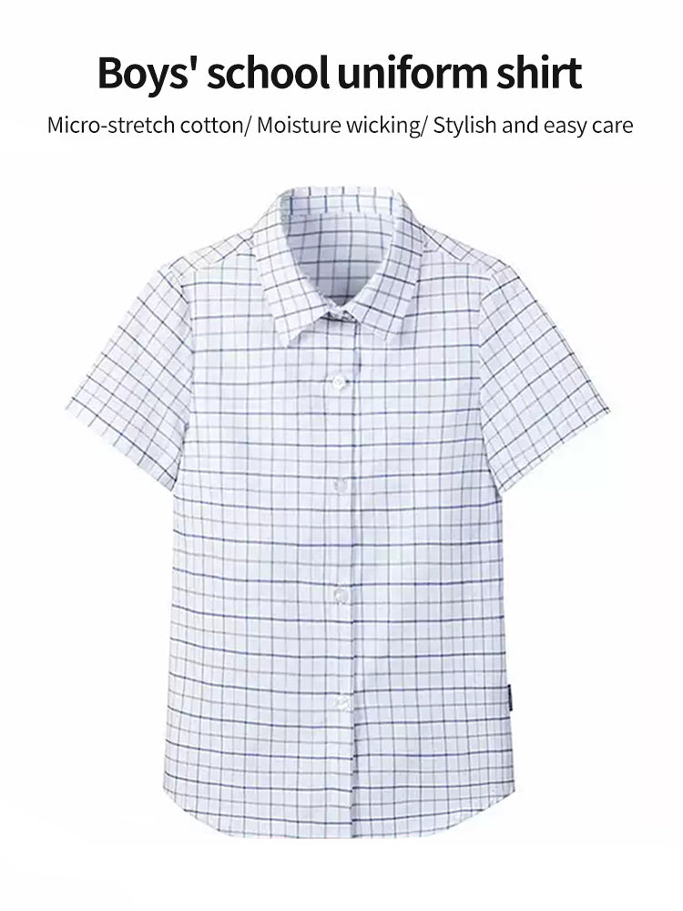 School Uniform  Short Sleeve light plaid Shirt-45
