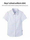 School Uniform  Short Sleeve light plaid Shirt-45
