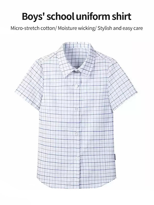 School Uniform  Short Sleeve light plaid Shirt-45