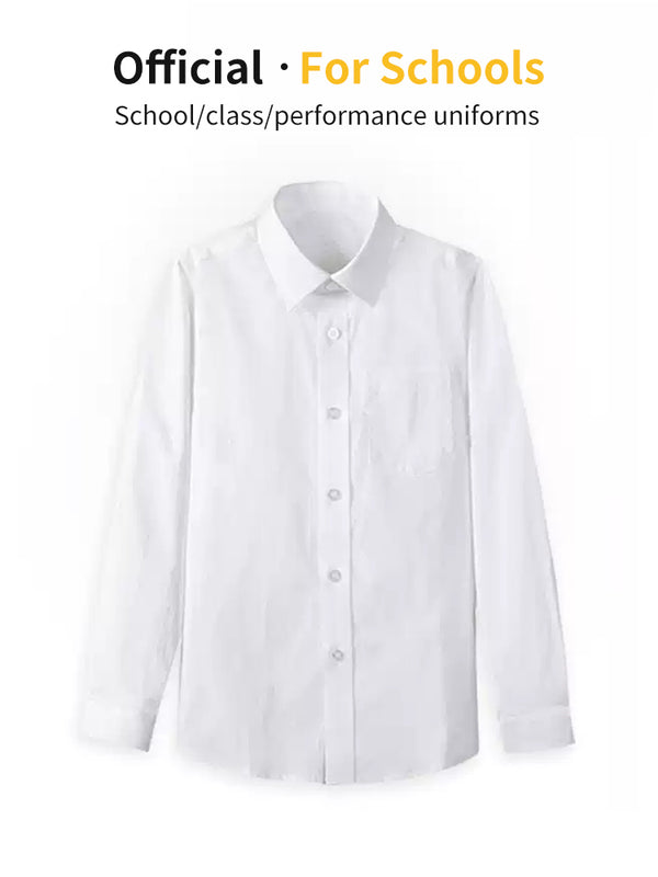 School Uniform Silver Ion Antibacterial Series Long-sleeved White Shirts for Boys and Girls 1