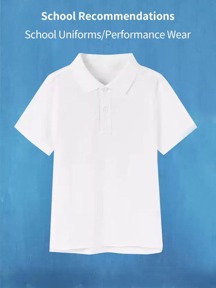 School Uniform Kids White Short Sleeve  POLO Shirt-48