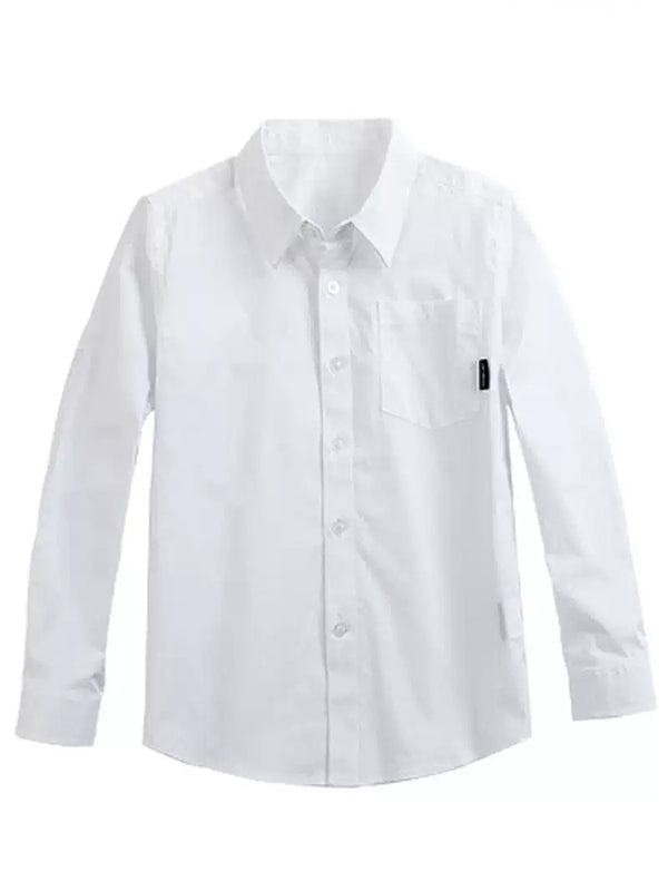 School Uniform Silver Ion Antibacterial Series Long-sleeved White Shirts for Boys and Girls 1