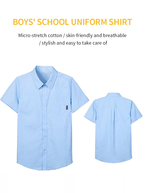 School uniform boy's short-sleeved blue shirts for summer-2
