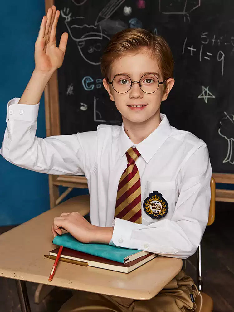 School Uniform Silver Ion Antibacterial Series Long-sleeved White Shirts for Boys and Girls 1