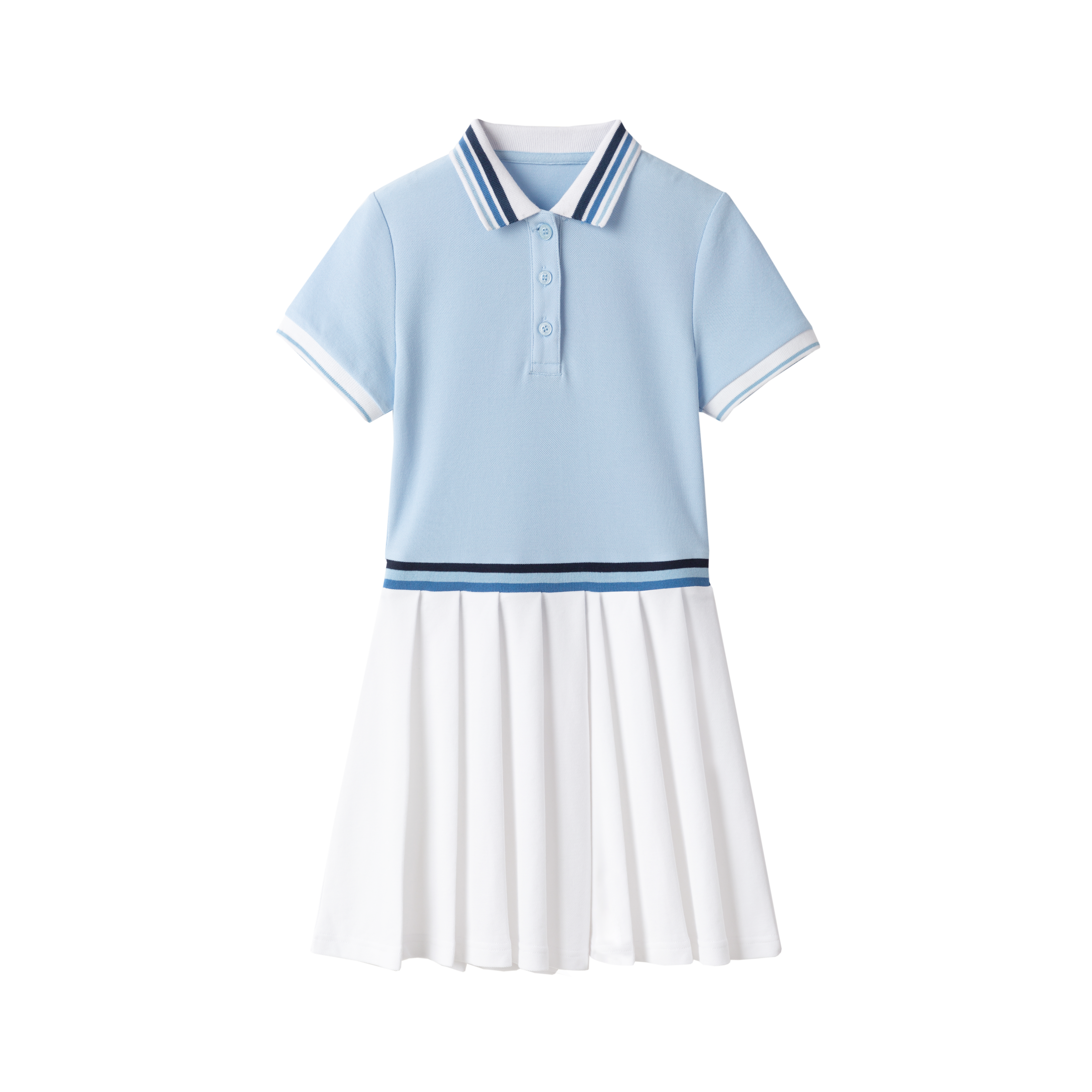 School Uniform Girls Short Sleeve Mesh Pleated Polo Dress