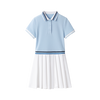 School Uniform Girls Short Sleeve Mesh Pleated Polo Dress