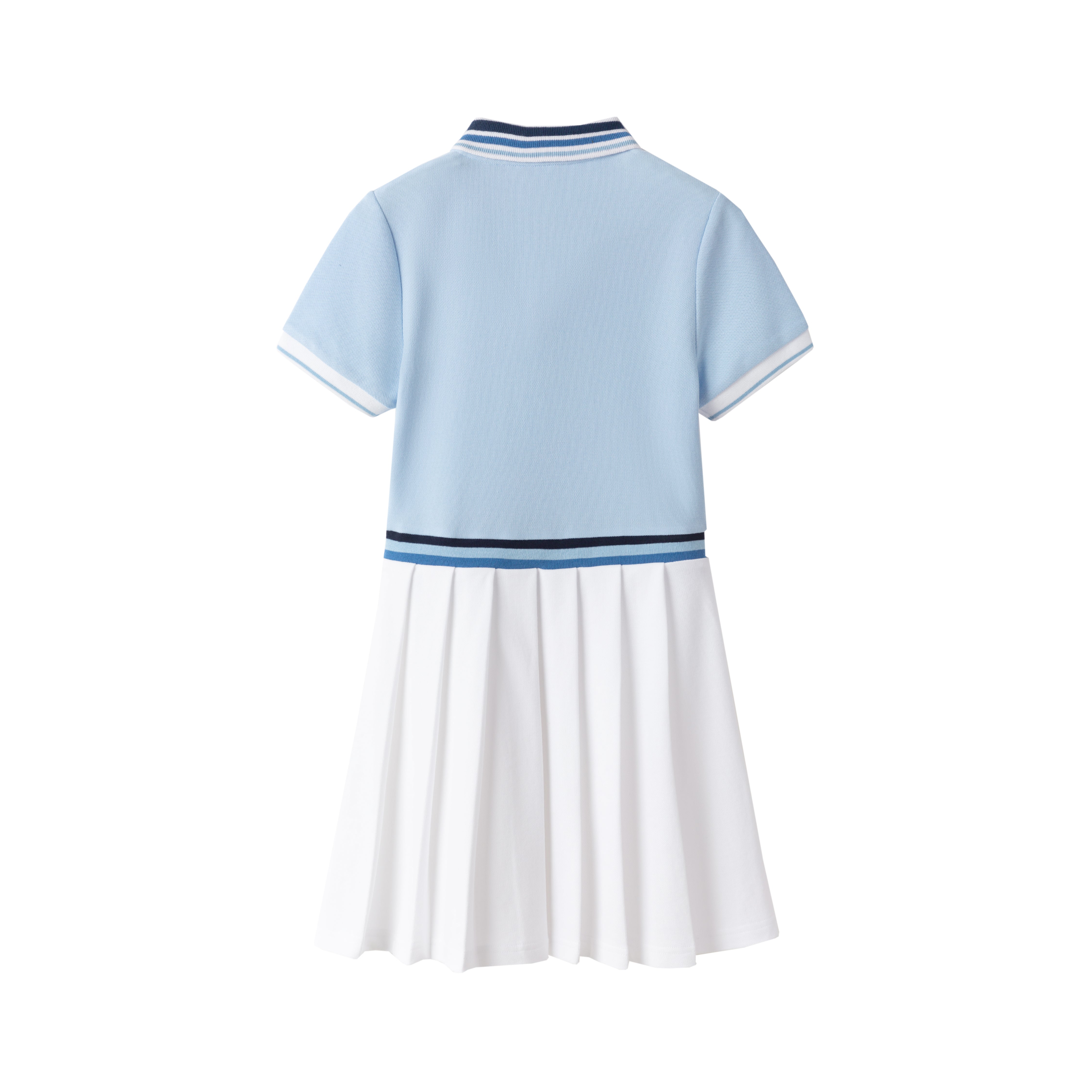 School Uniform Girls Short Sleeve Mesh Pleated Polo Dress