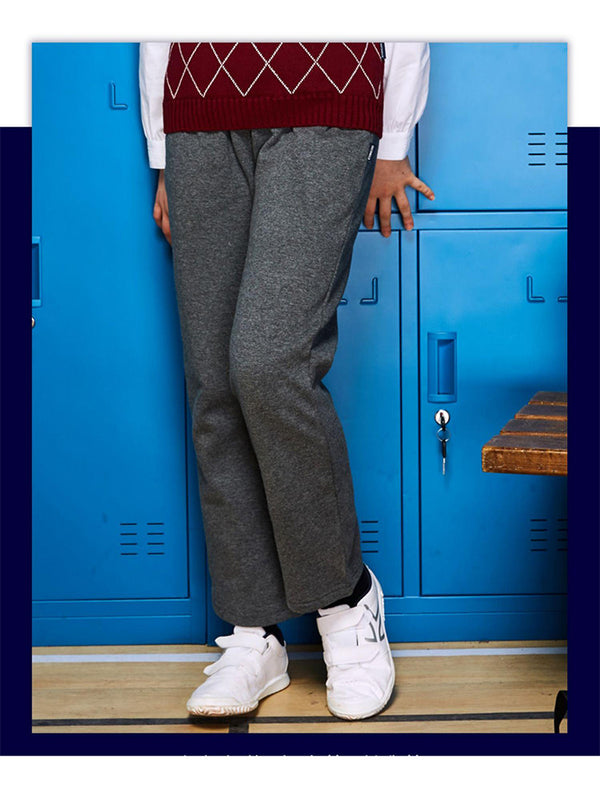 School uniform knitted fleece-lined sports long pants 3