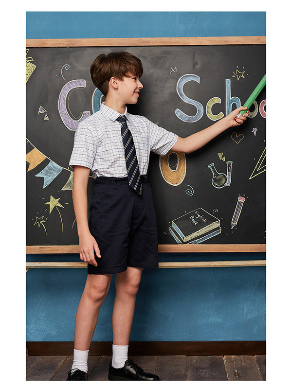 School Uniform  Short Sleeve light plaid Shirt-45