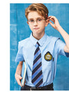 School uniform boy's short-sleeved blue shirts for summer-2