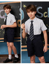 School Uniform  Short Sleeve light plaid Shirt-45