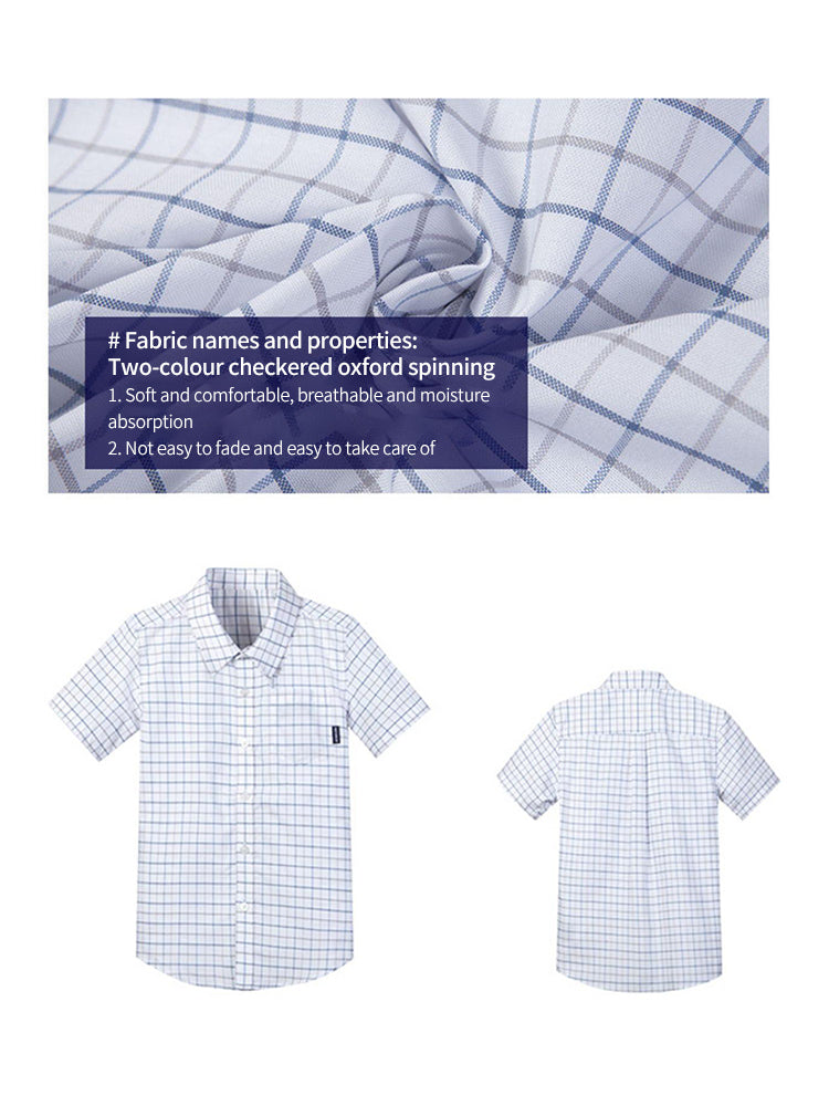 School Uniform  Short Sleeve light plaid Shirt-45