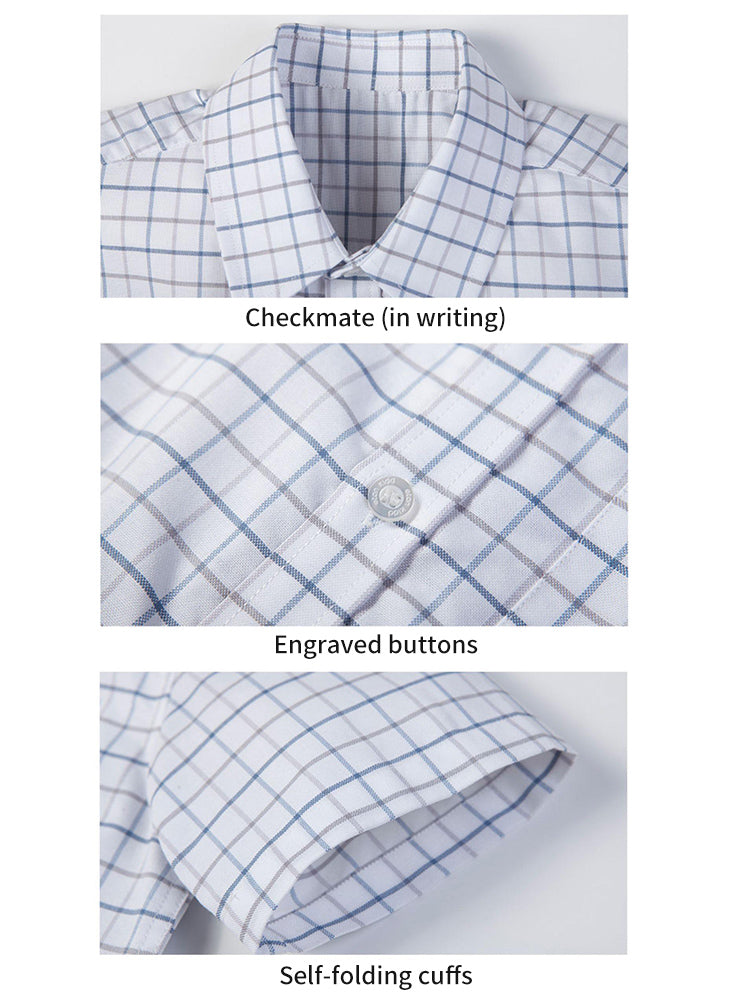 School Uniform  Short Sleeve light plaid Shirt-45