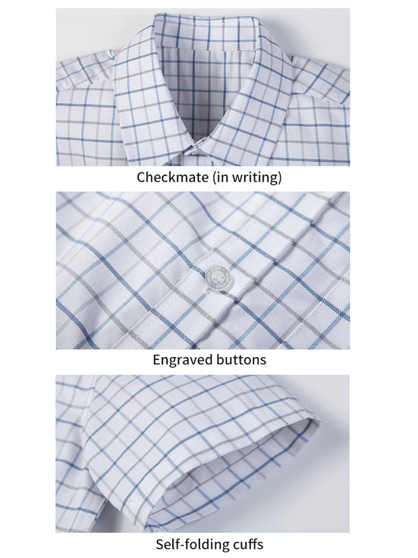 School Uniform  Short Sleeve light plaid Shirt-45